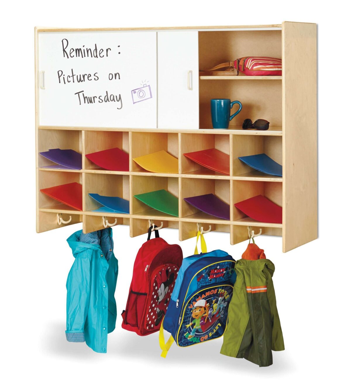 10 Section Wall Mount Coat Locker with Storage - Image 1