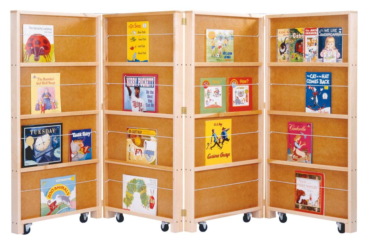 0267JC.jpg Mobile Library Bookcase - 4 Sections - Image 1