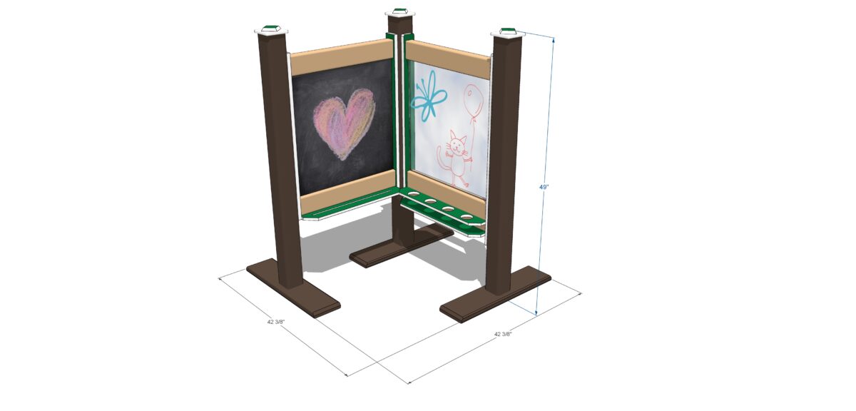 2FT PAINT AND CHALK COMBO - PORTABLE - DIMS - 2024 2′ Wide Paint Panel & Magnetic Chalkboard Combo - Image 1