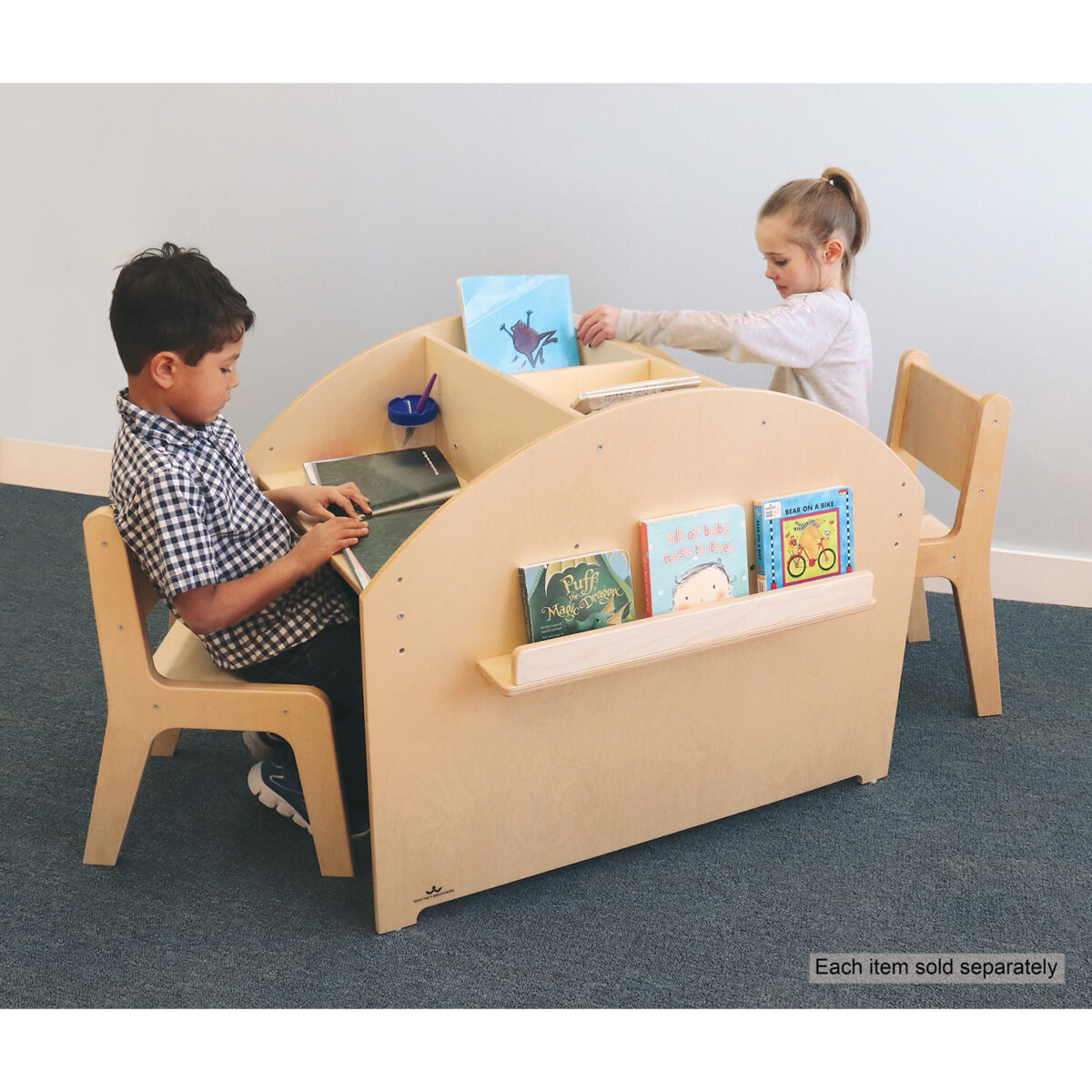 Two Student Adjustable Library Desk - Image 1