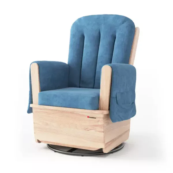 SafeRocker® Swivel Rocker Glider, Natural/Blue