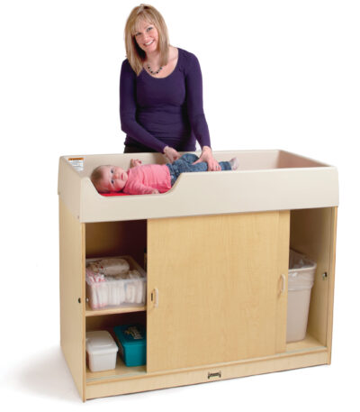 Diaper Changing Table with Woman and Infant